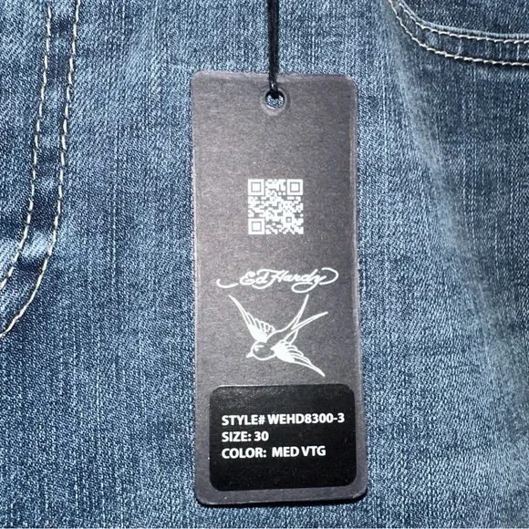 Ed Hardy Straight Leg Jeans with Embroidered Design - Picture 3 of 13